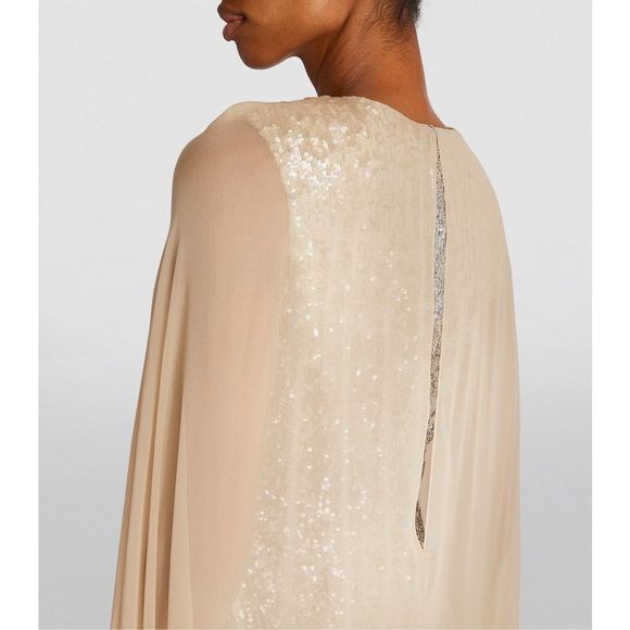 PAMELLA ROLAND Sequin Asymmetric Cape Gown - Picture 3 of 16